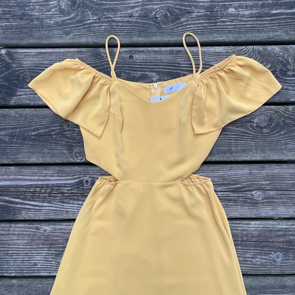 Dress: Oak + Fort Long Yellow Cutout Dress - Picture 6 of 11